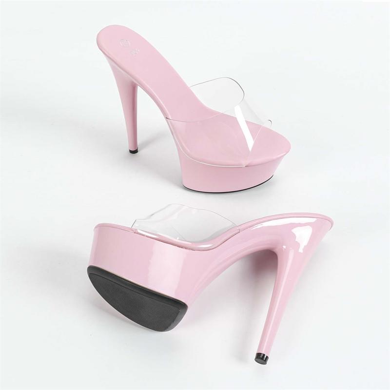 Mode Eilyken Sommer Street Style PVC Transparent Offene Zehenpartie Plateau Damen Hausschuhe Sexy Stiletto Hohe Absätze Bankett Abschlussball Clogs