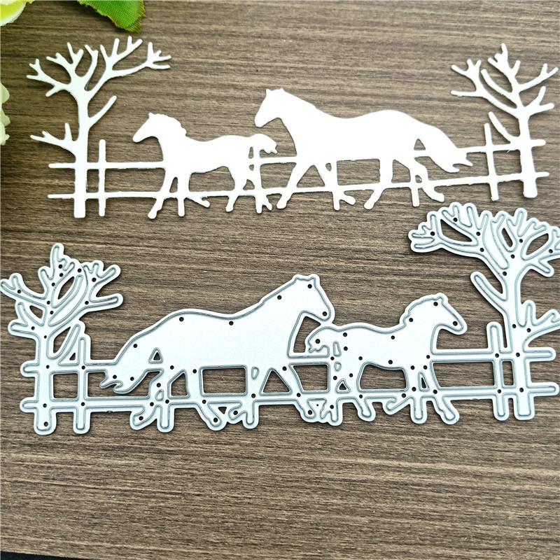 Horse and Tree Metal Cutting Dies Stencils for DIY Scrapbooking/photo Album Decor Embossing Paper Cards Making Craft