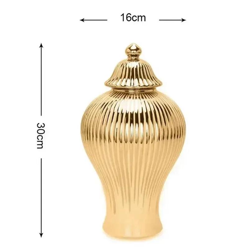 

Керамическая ваза Бутылка для хранения Банки для имбиря Золотые полосы Декоративные большие вазы Контейнеры Настольные фарфоровые украшения Домашний декор