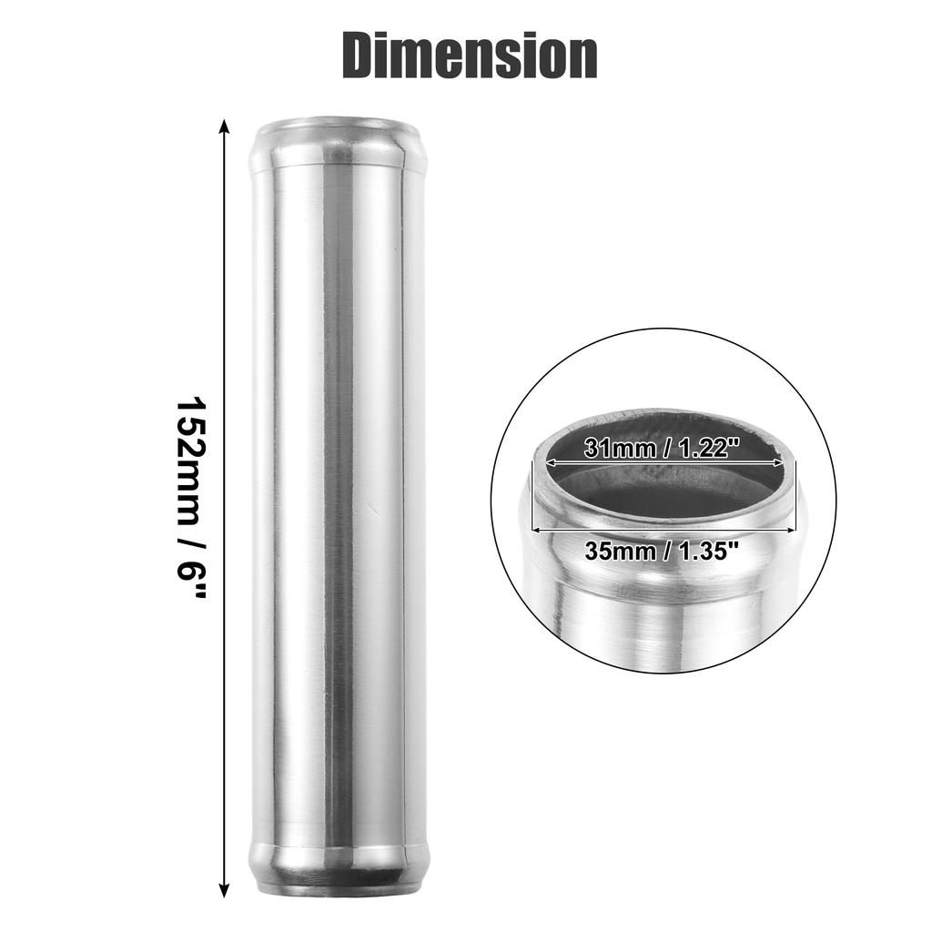 ACROPIX 35mm 1.35" OD 6" 152mm Length Universal Car Aluminum Alloy Intercooler Pipe Straight Air Intake Tube - 2 Pcs