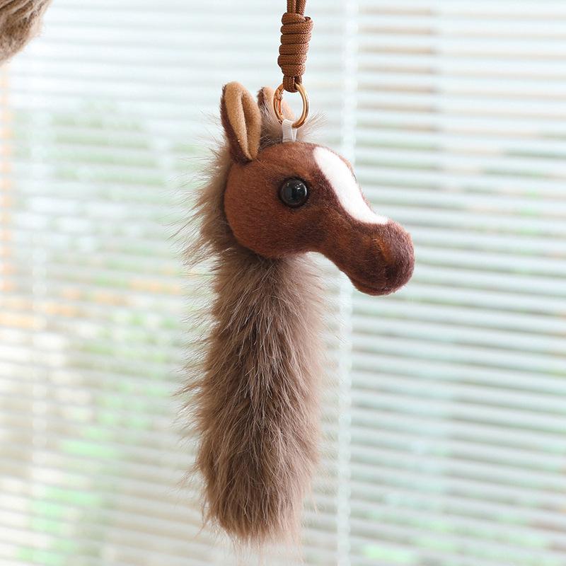 Year of the Horse Akhal-Teke White Horse Plush Keychain - Small Pendant Toy & New Year Gift
