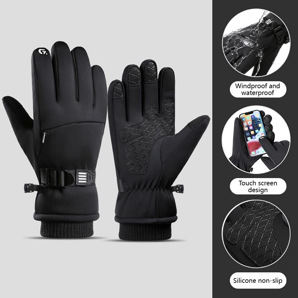 

Getinfit Ski Gloves Winter Outdoor Sports Touch Screen Fleece Thickened Windproof Waterproof Cold-Resistant Warm Skiing Cycling L