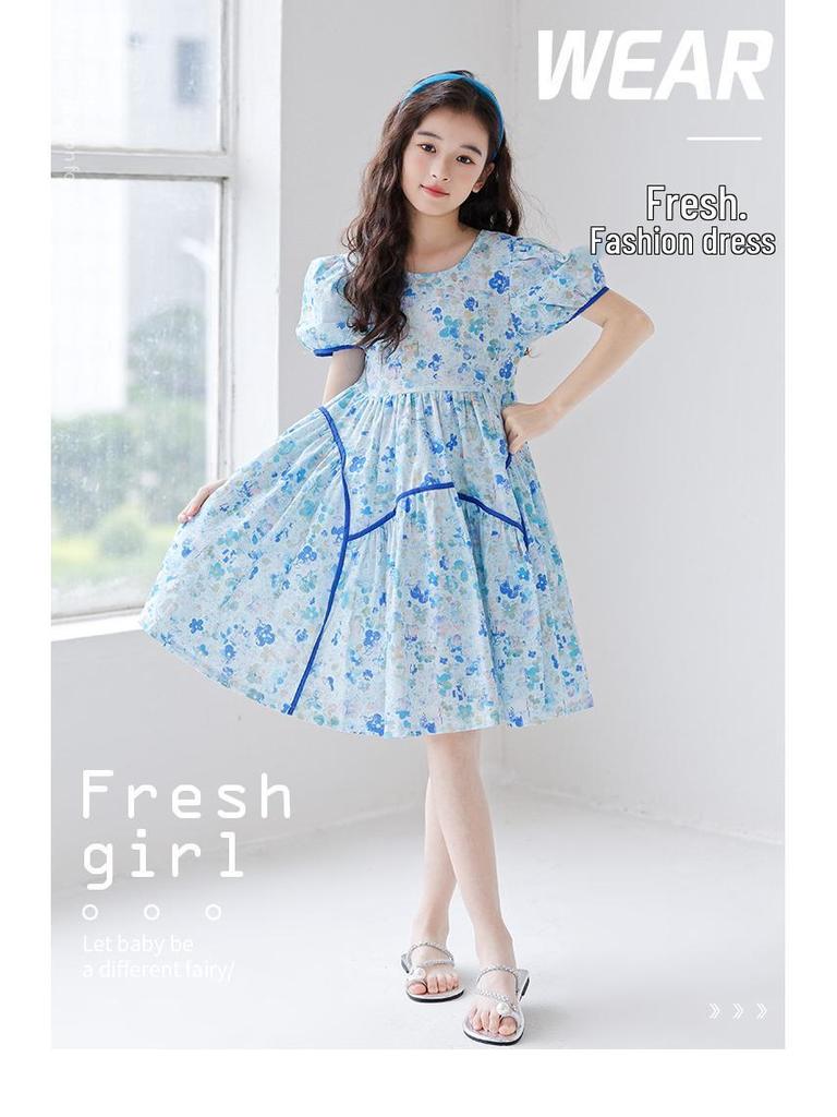 2025 Summer Mother-Daughter Floral Smocked Princess Dress - Korean Style Beach Outfit for Girls