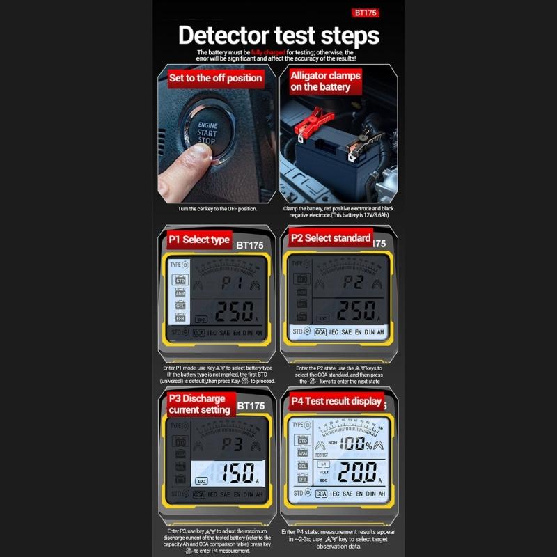 Digital Display Car Battery Measurement Tester With Voice Guidance For Voltage Internal Resistance And Life Analysis