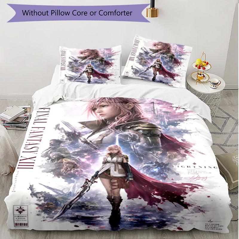 3pcs Duvet Cover Set (1*Duvet Cover + 2*Pillowcase, Without Core), Final Fantasy Print Soft All‑Season Bedding Set, Home Bedroom Decor Gift