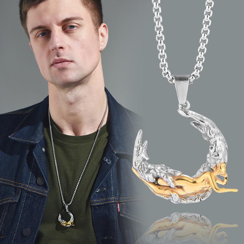 Moon Goddess Stunning Necklace For Women Elegant Titanium Steel Jewelry Pendant