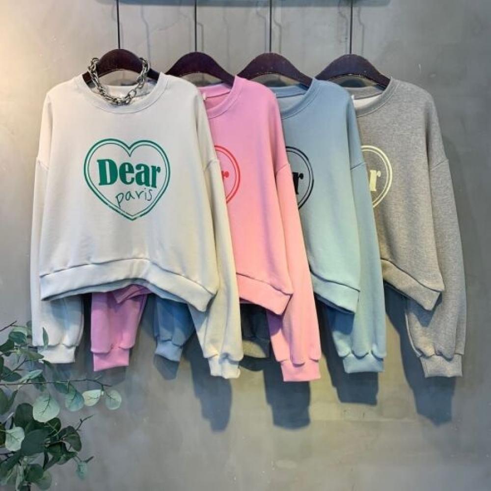 C S In The Room Women Dele Heart letterIng roundneCk longSleeve Tee 4Color