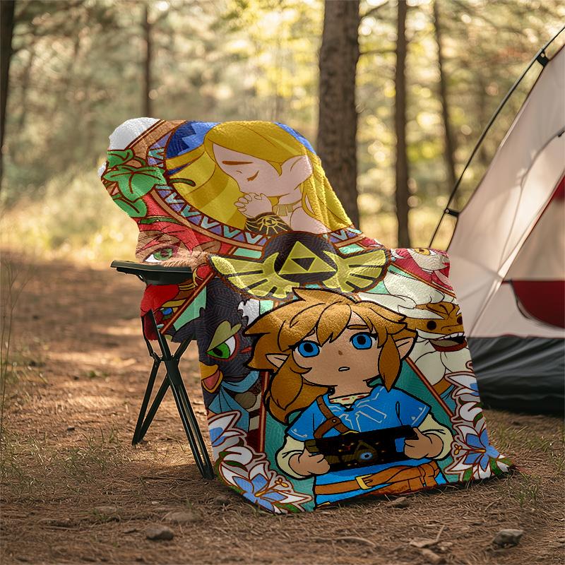 1pc Game Zelda Theme Blanket - Digital Print, Polyester, Cozy for All Seasons, Perfect for Outdoor, and Travel
