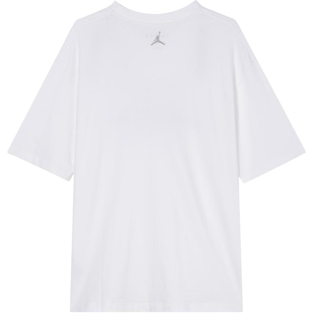 Jordan Essentials Color Block Letter Logo Print Soft Comfortable Crew Neck Loose Short Sleeve T-Shirt Women T-Shirts White HM4904100