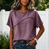 Soft Touch Women Tee T-shirt, Crew Neck Short Sleeve Shirt, Pure Color Fabric Summer Loose Fit Tops, Casual Tees T-shirt