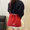Cloth Drawstring Bucket Bag Retro Tote Bag Portable Denim Canvas Bag  Women