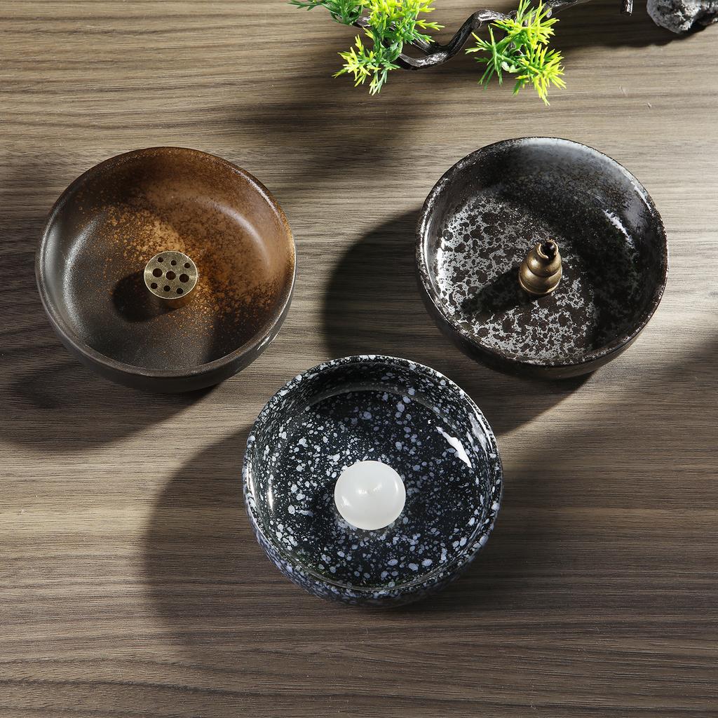 Ceramic Incense Holder Chinese Incense Burner with Ceramic Ashtray Buddhism Supplies Home Decoration