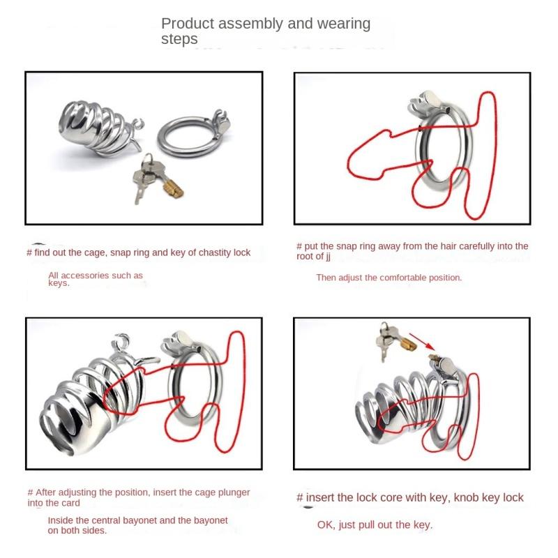 Stainless Steel Chastity Lock with Screws for Male CB, SM Erotic Urethral Lock, Metal Confinement Lock, JJ Cage, Tease Sex Toys