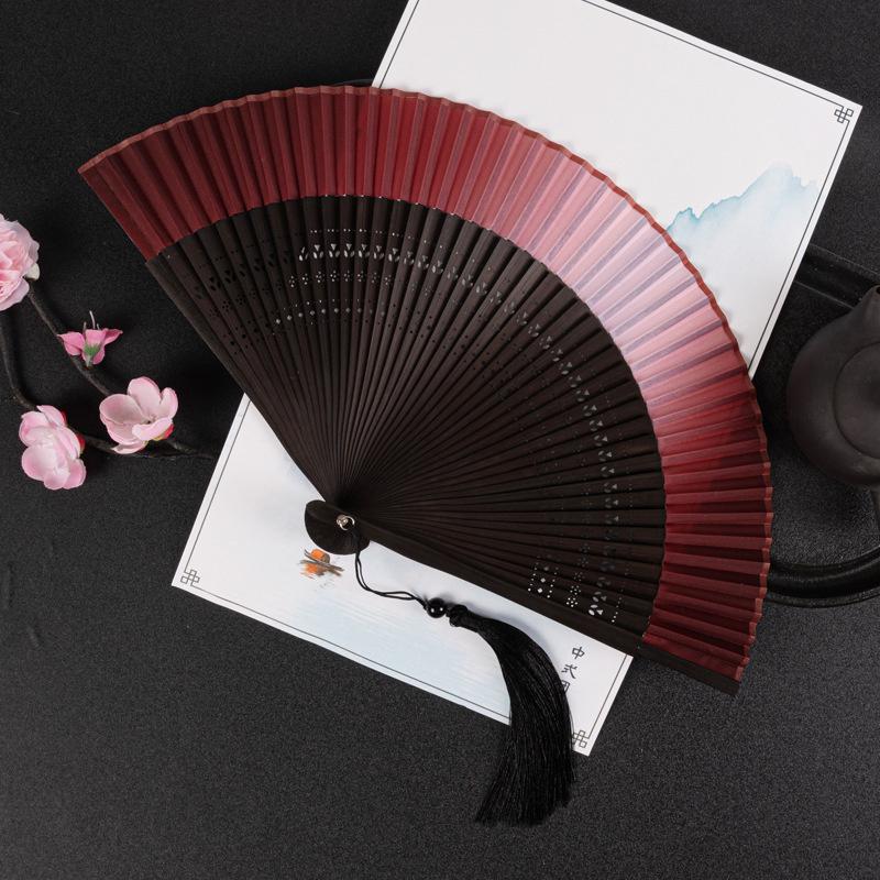 Carved Bamboo Folding Fan Vintage Chinese Style Hollow Fan Wedding Hand Fan Fragrant Party Prop Decor Gift Home Decoration