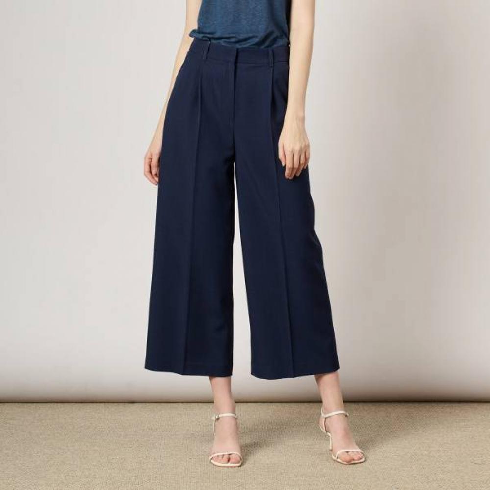 Bcbg Tuck Wide Back Banding Pants B4m3p306 Navy (55)/55