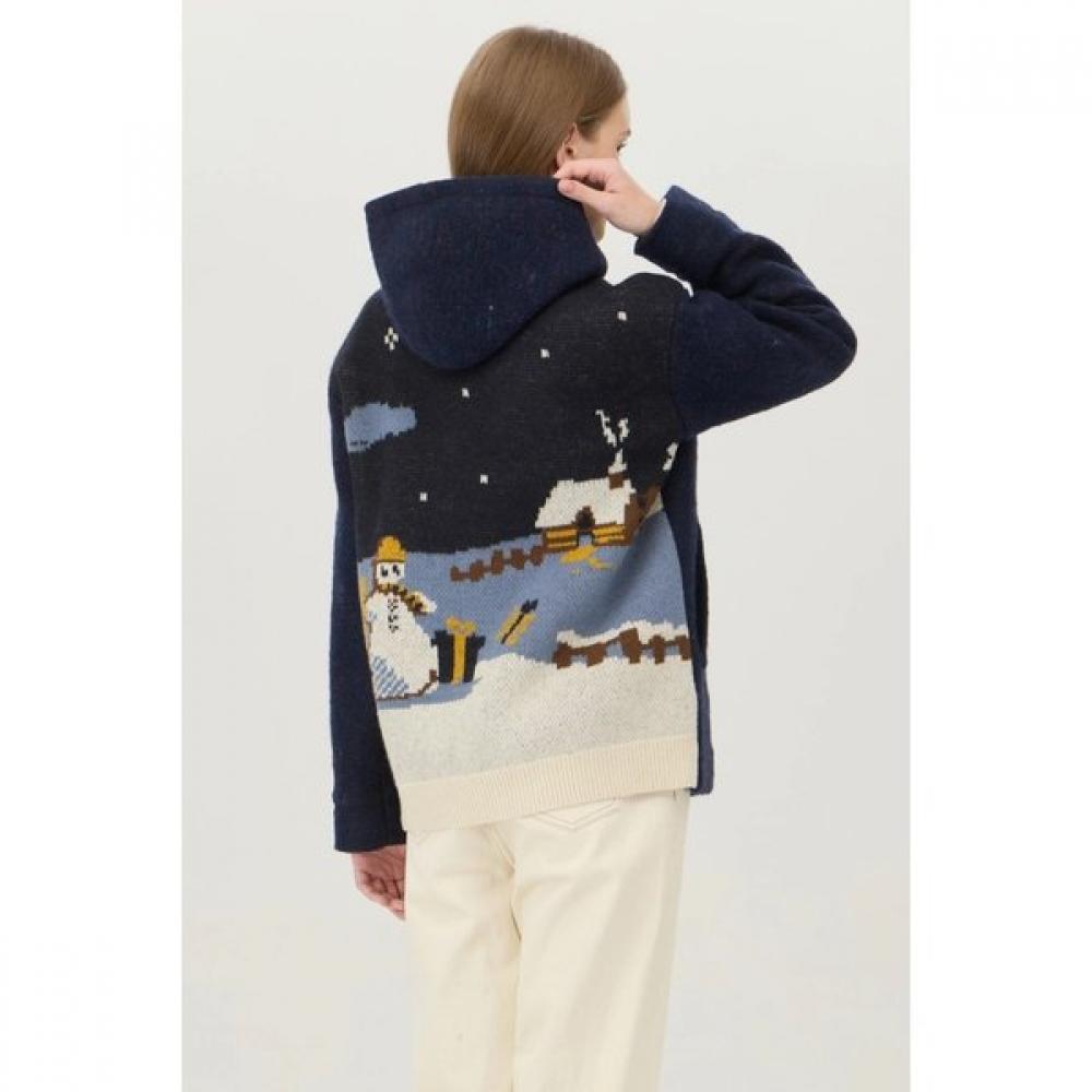 Benetton Jacquard Knit Hood Wool Jumper Bajp51561