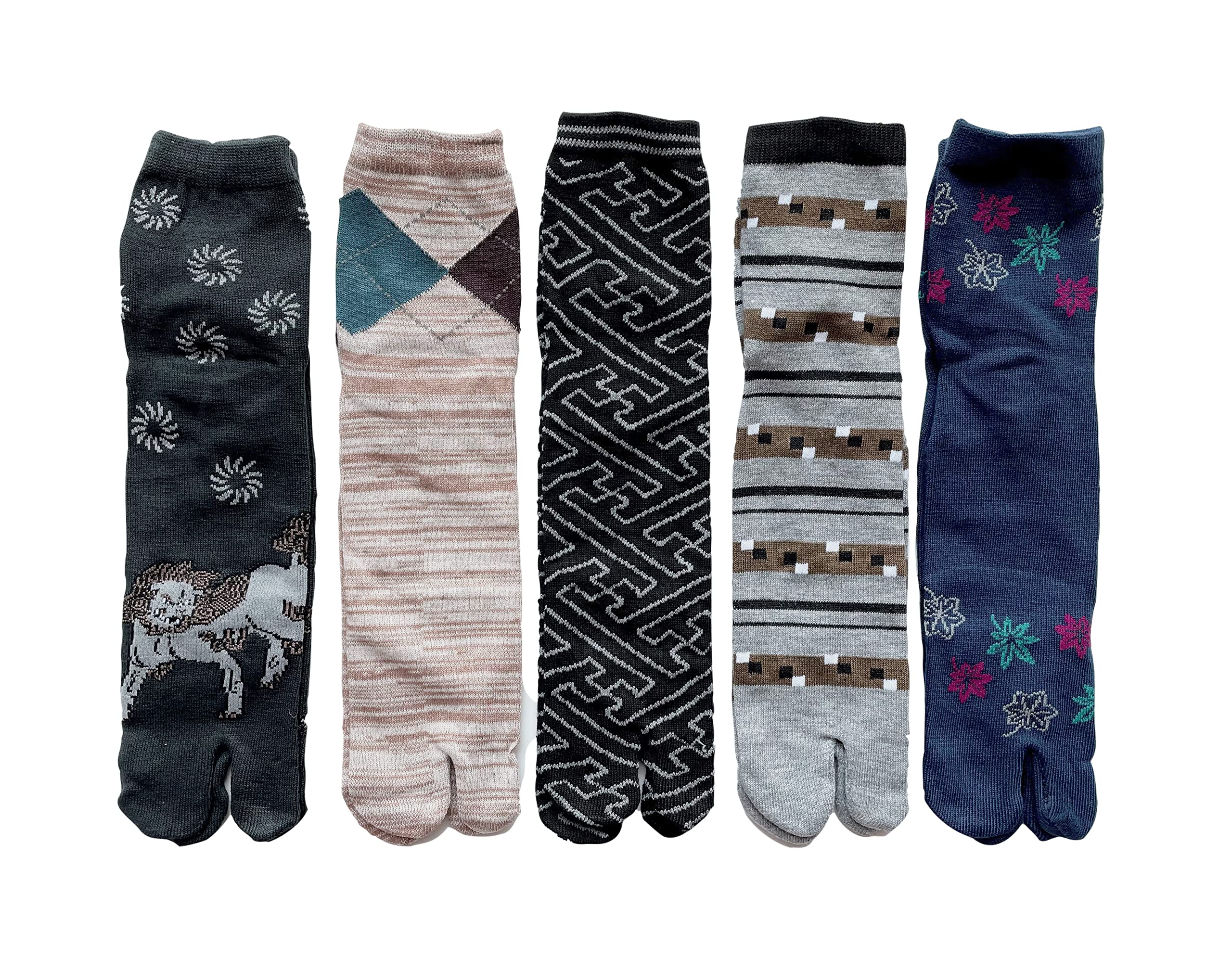 

EM Wear Japan Comfortable Cotton Blend Tabi Socks with Heels and Japanese Value Pack of 5 of Your Men s Patterns. (Pattern Choice).