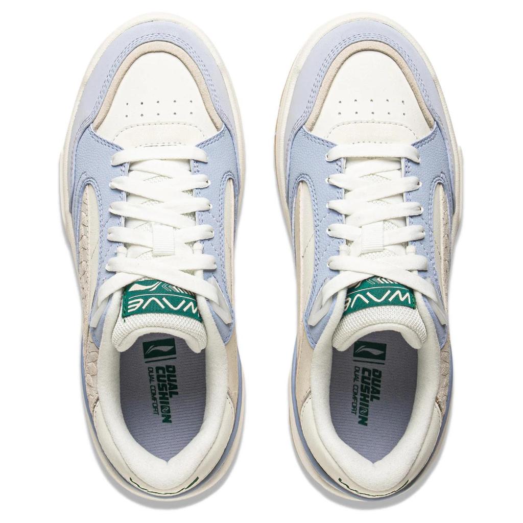 Li Ning Wave LOW Wear resistant And Lightweight Low top Skateboard Shoes Women's White Blue AGCV264-5