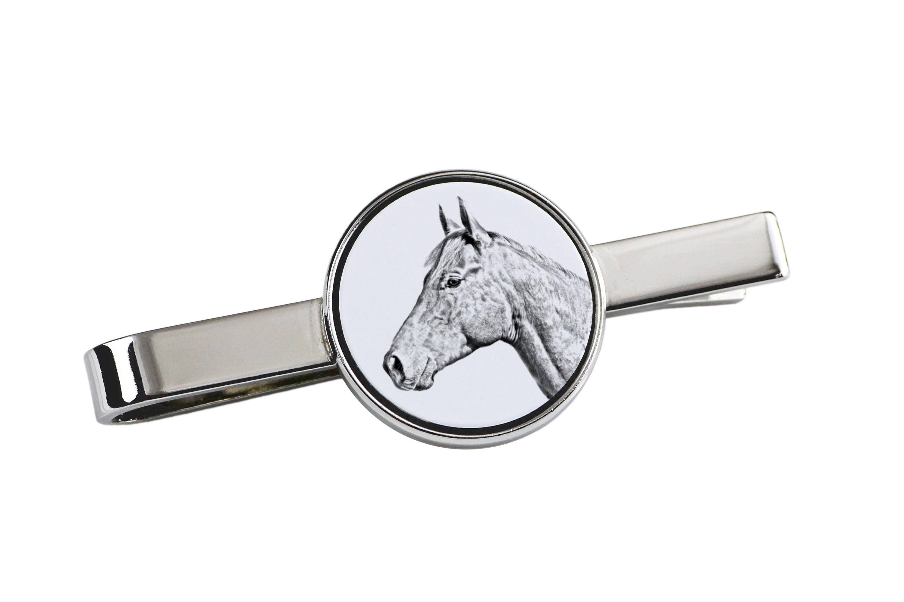 

Holsteiner Horse - tie clip with a horse, personalized tie clip, a unique gift for a man from the Art-Dog brand срібний