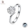 Set S925 cu inel pentru femei, placat cu aur de 18 karate, cu șase gheare Moissanite de culoare D, fulg de nea de un carat