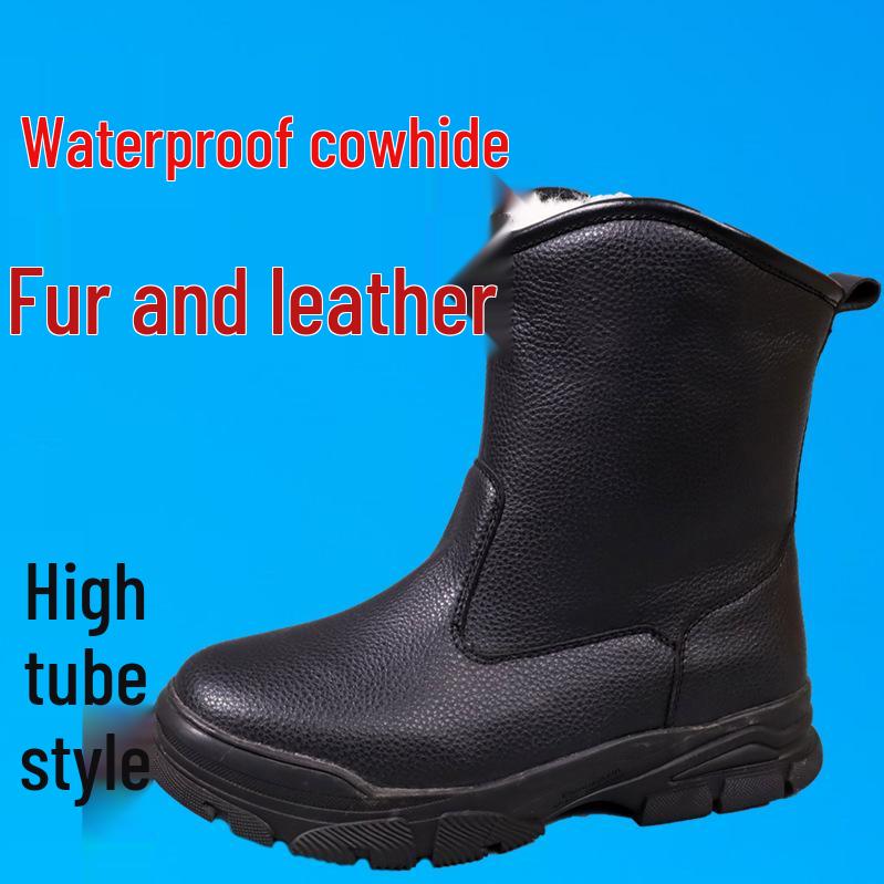 Men's Extra Thick Warm Wool Winter Boots - Waterproof Snow Cotton Footwear