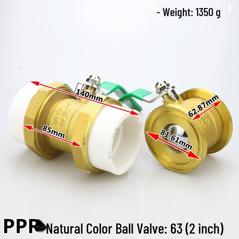High-Temperature PPR Ball Valve: Double Union, Copper, Hot Melt, Sizes 20-75, Water Pipe & Switch