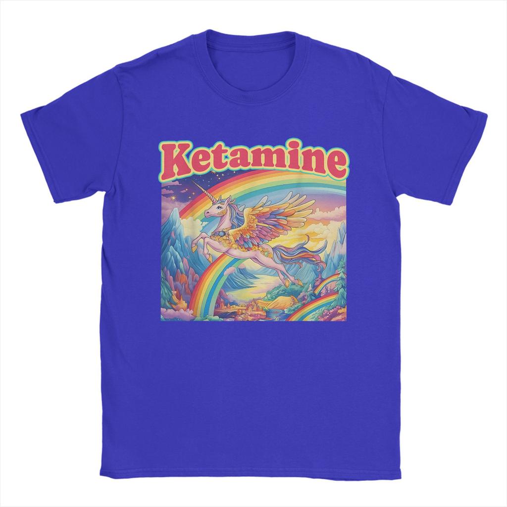 Funny Ketamine Horse Unicorn Emergency Rainbow 100 Cotton T Shirt For Men Summer TShirts Breathable Tee Shirt Oversize Clothing
