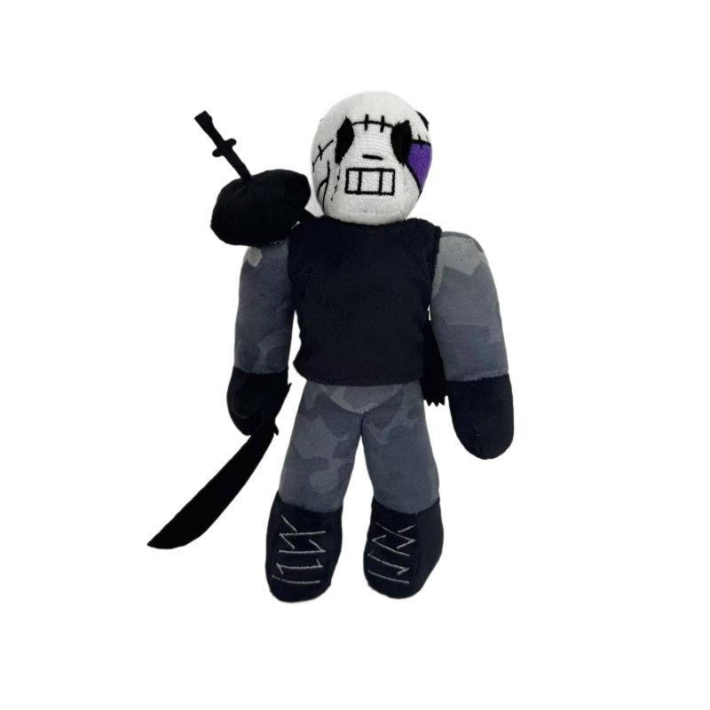 Skeleton Warrior Plush Toy Doll - Halloween Decoration Cute Creepy Style Skeleton Figure Stuffed Animal Pillow Gift Black