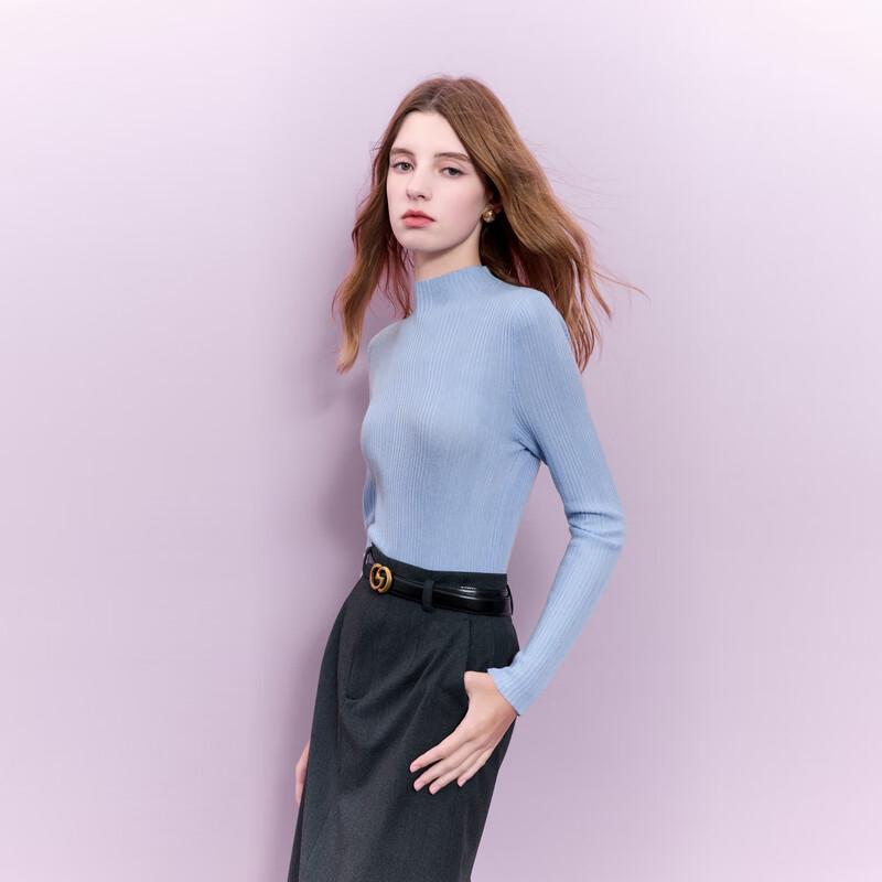 

Sancai 2025 Autumn Women s Ribbed Mock Neck Slim-Fit Sweater M