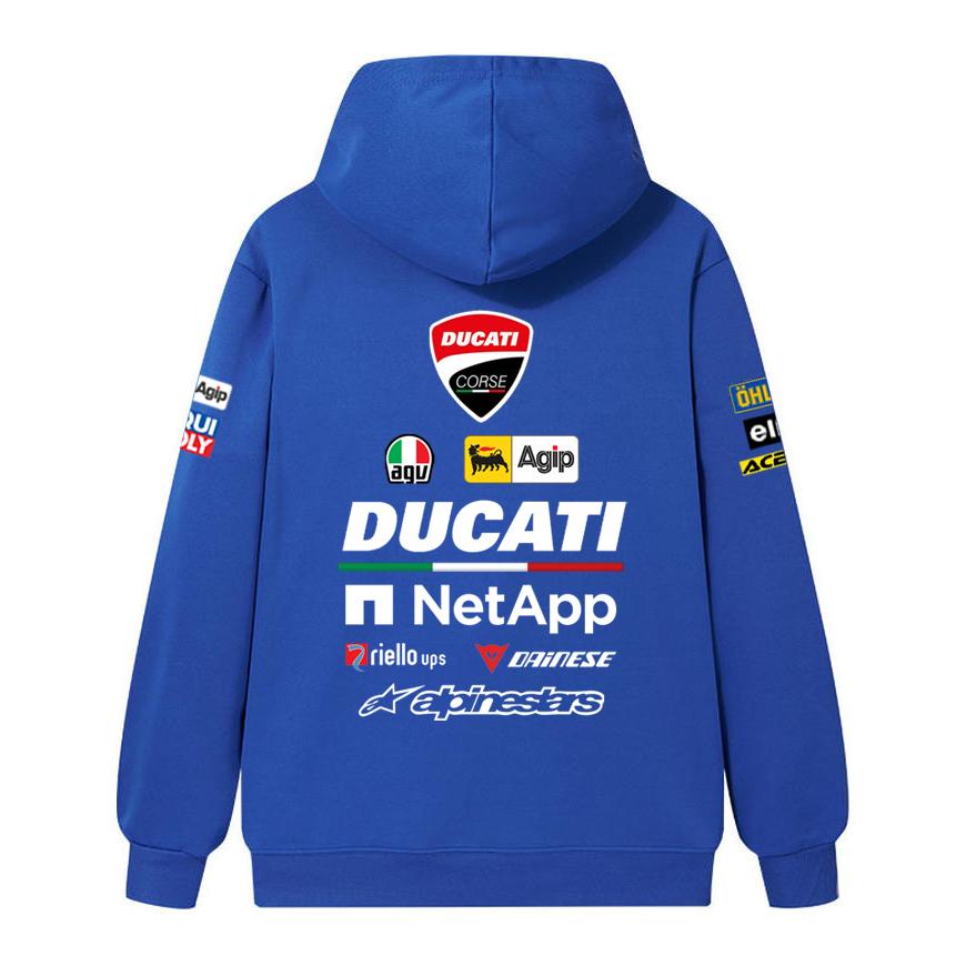 Ducati Felpa Corse MotoGP Racing, Unisex Oversize Streetwear Pullover con Stampa Completa Logo Sponsor