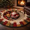 Dekorativer Weihnachtsgeschenk-Weihnachtsmann 3D Runder Teppich, Kristall-Samt-Fußmatte für Wohnzimmer Schlafzimmer Ferienhausdekoration, Rutschfest