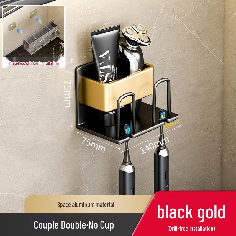 Wall-Mounted Punch-Free Toothbrush and Mouthwash Holder Set