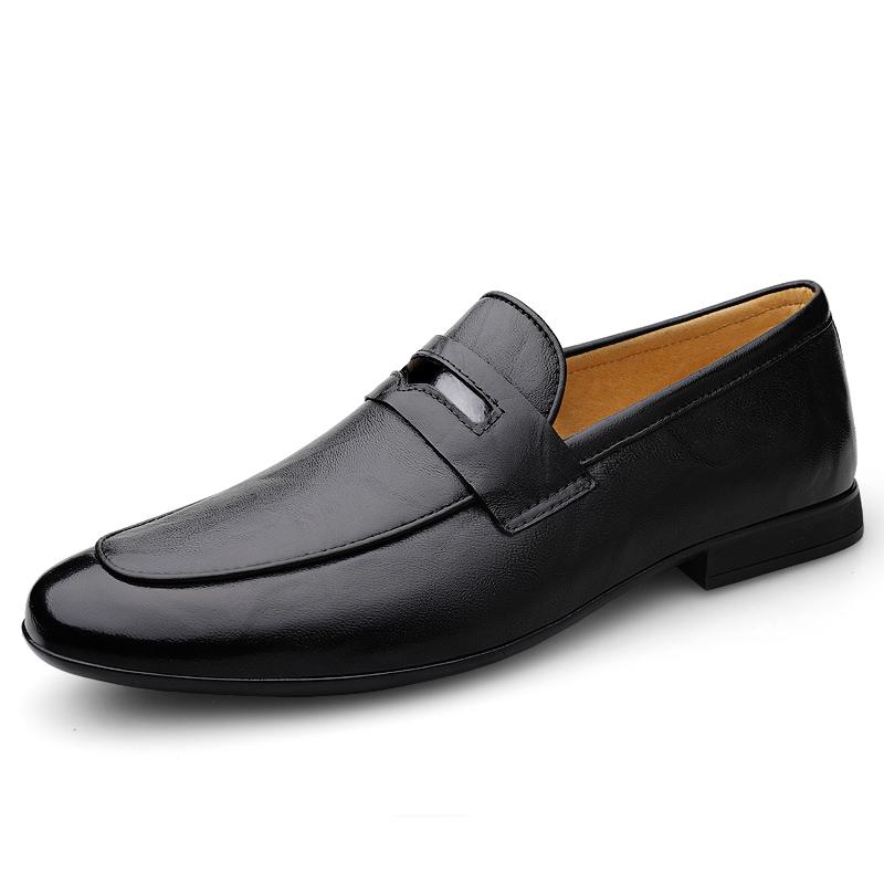 Fashion Italian Men Handmade Casual Leather Loafer Flat Designer Genuine Leather Shoes Luxury Comfy Antiskid Soft Bottom Business Shoes