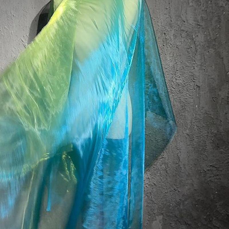 Metallic Color Organza Fabric 50x140cm Breathable Gradient Color Tulle Cloth For Wedding Dress Evening Gown Sewing Craft