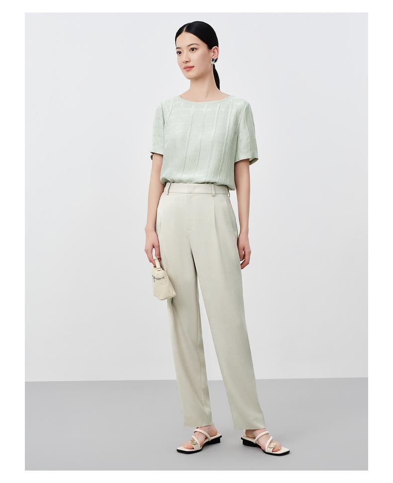 Jiuzi Casual Simple Wind Pleated Harem Pants