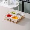 Hanyou White Melamine 4-Compartment Platter with Gold Stand
