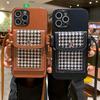 Applicable To Iphone13 Oblique Strap Insert Card Mobile Phone Case Plaid Change Card Bag Function Leather Case Protective Case XRXS