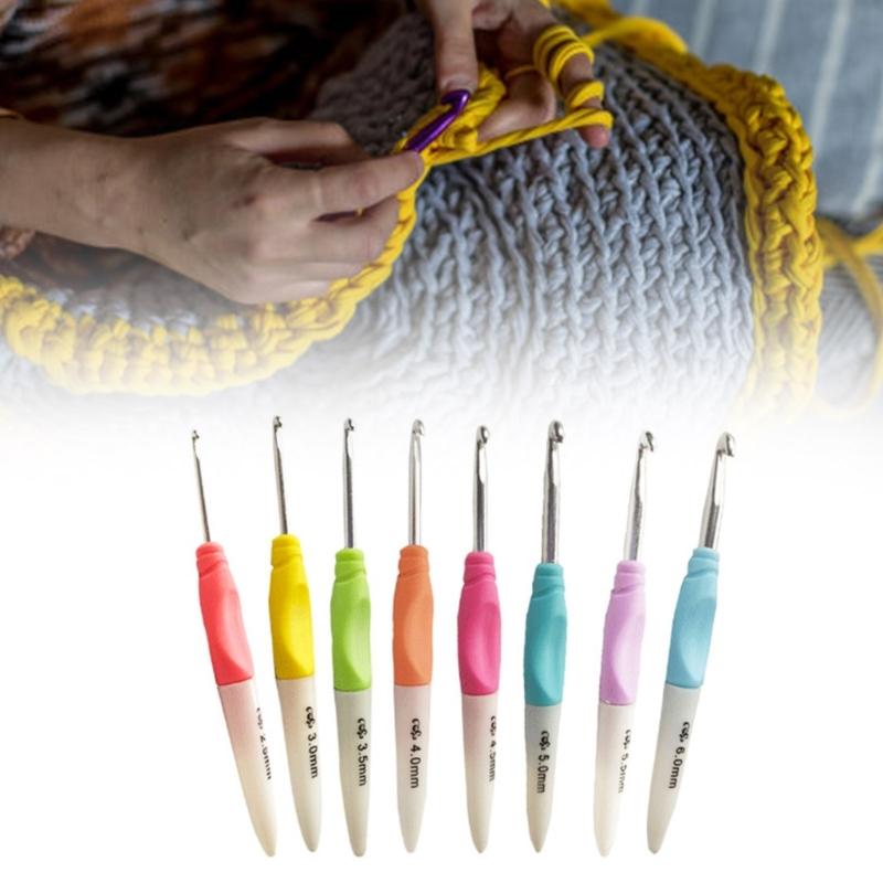 8Pcs Beginner Crochet Hook Ergonomic Crochet Hook Ergonomic Handle Crochet Hook Needle for Crocheting Craft 2.5mm-6mm