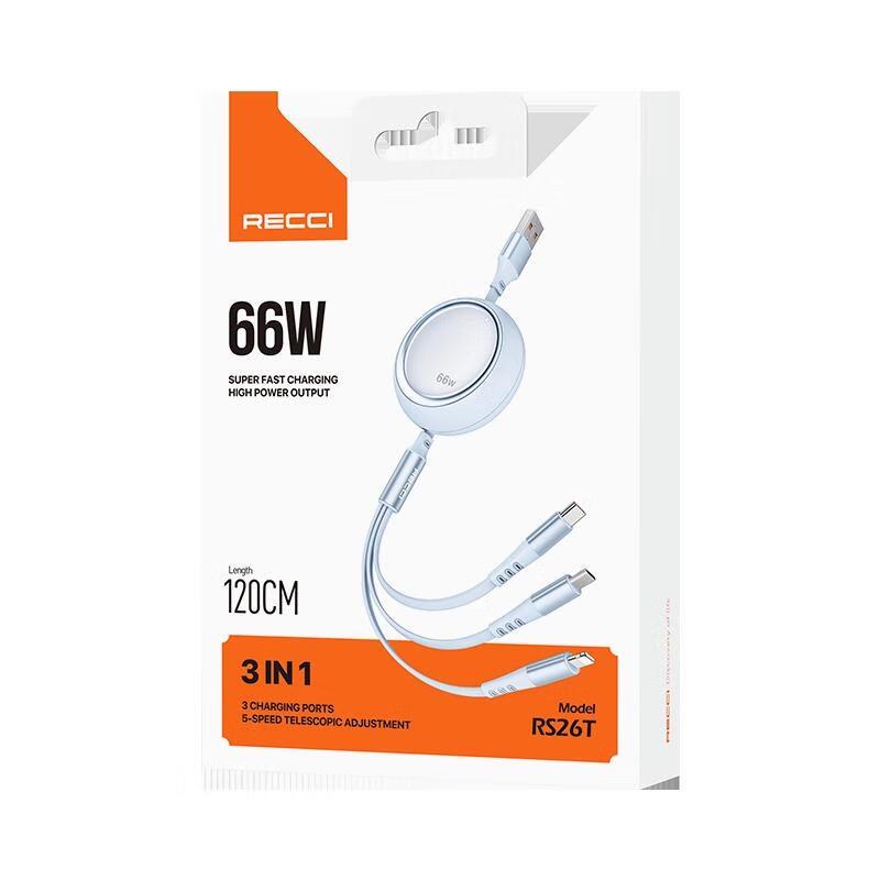 Revo 66W 3-in-1 Retractable Fast Charging Cable