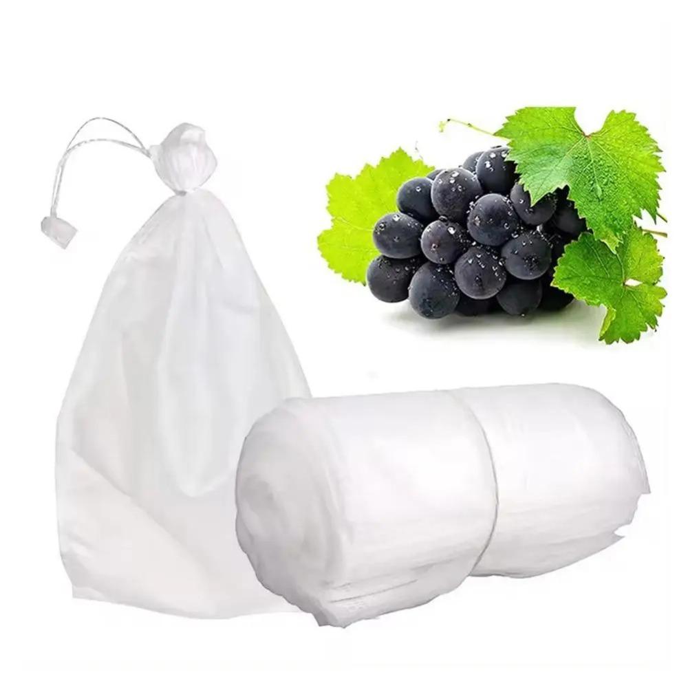 100Pcs Hidden Drawstring Fruit Protection Bags Breathable Bird Netting Fruit Trees 17*27cm-100Pcs