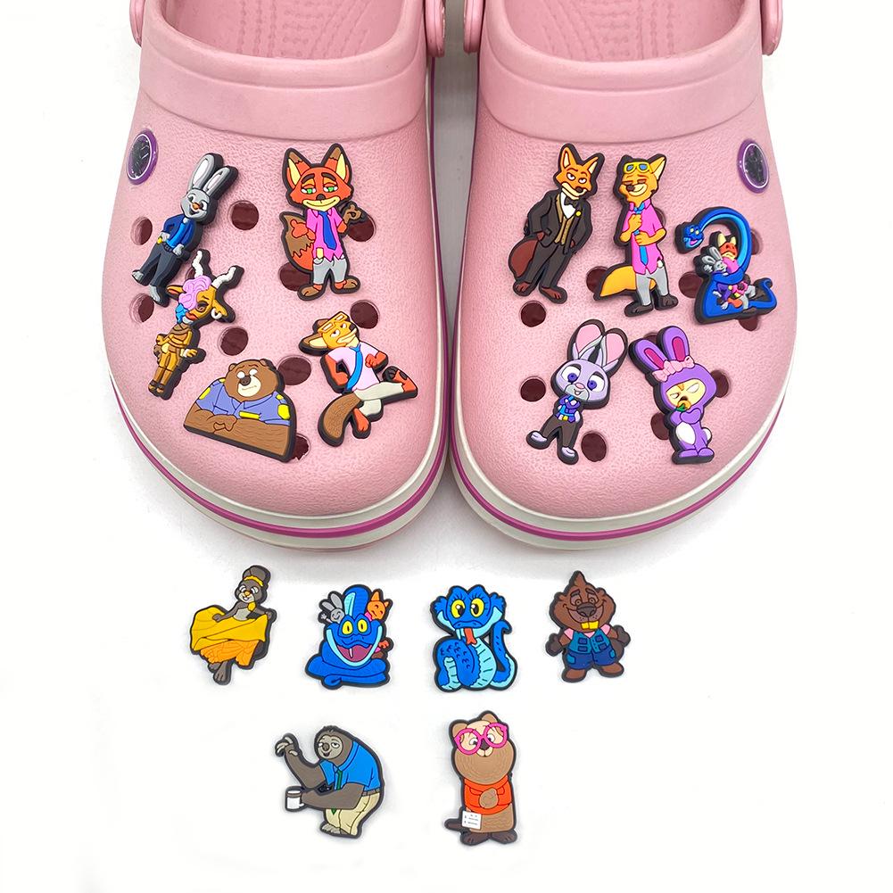 16-Piece Zootopia Cartoon Shoe Charms Set for DIY Sandals and Slippers