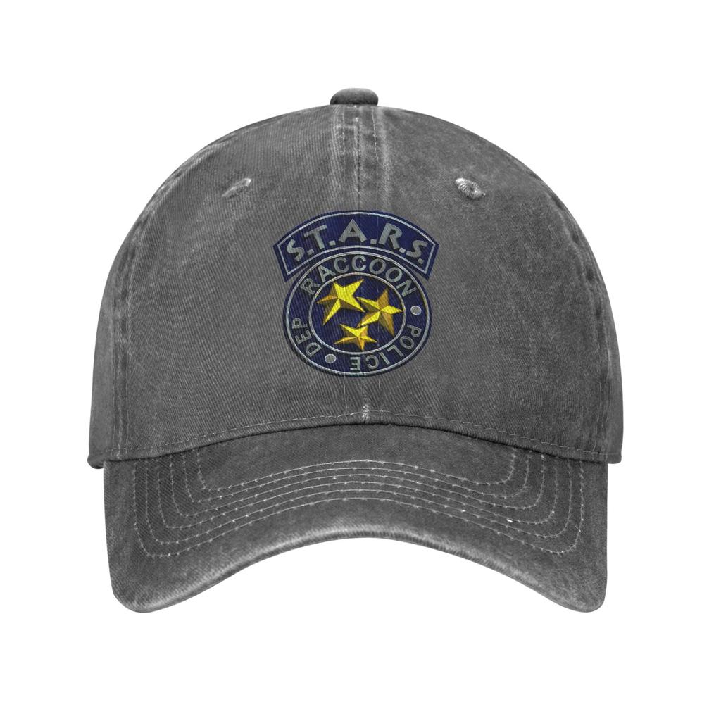STARS Waschbär Polizeipräsidium R.P.D. Baseballkappe Used Denim Gewaschen Kopfbedeckung für Männer Frauen Unstrukturiert Weiche Hüte Kappe