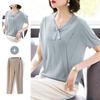 2026 Summer Ice Silk Short-Sleeve T-Shirt for Middle-Aged and Elderly Women