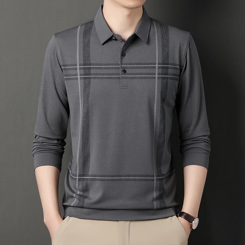 Middle-Aged Men'S Autumn Shirt Long-Sleeved Shirt Dad'S Lapel Spring And Autumn Bottoming Shirt Men'S Top