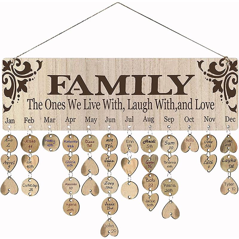 Heart-Shaped Wooden Hanging Sign - Home Decoration Pendant & Creative Message Board