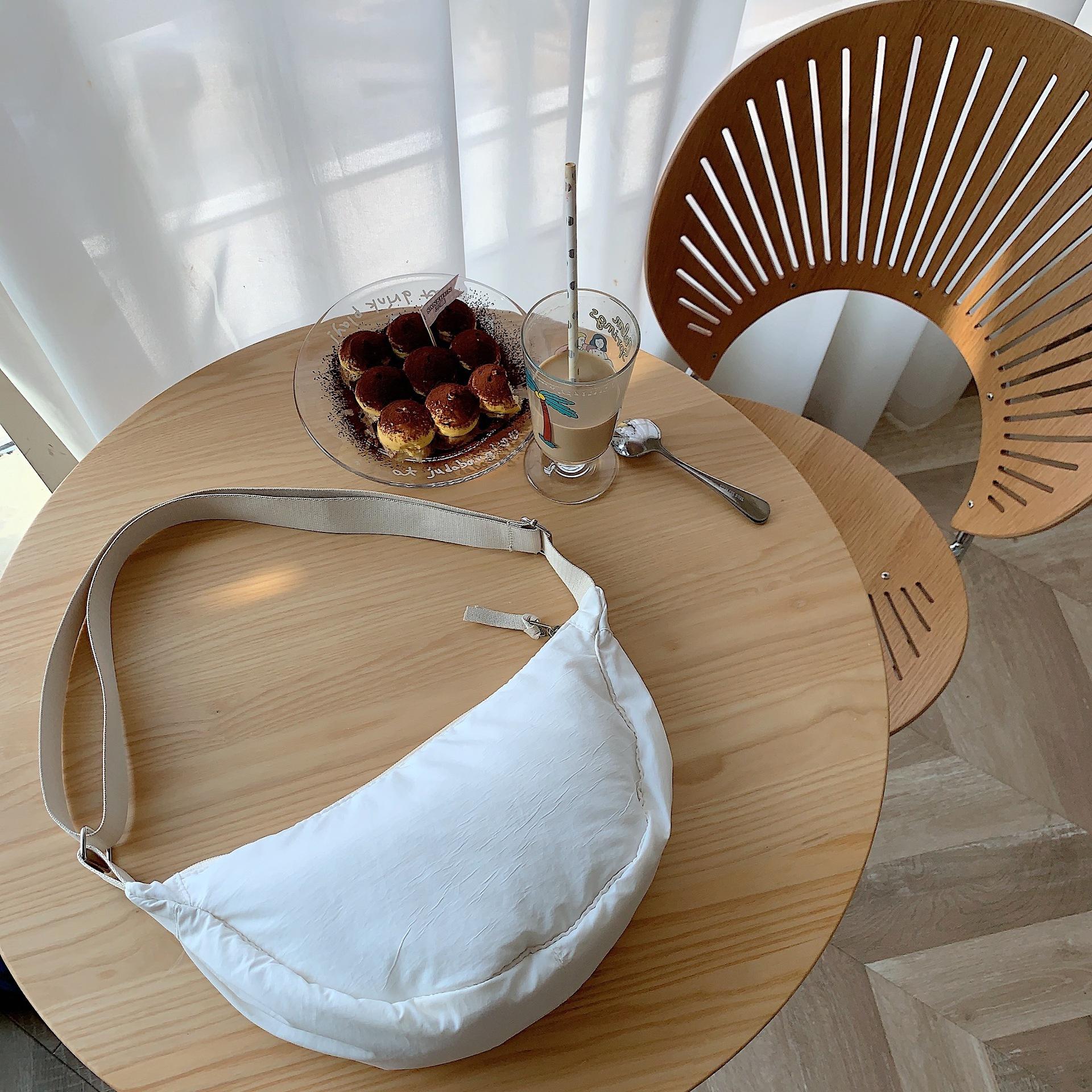 

Retro foreign style croissant bag fashion student underarm bag shoulder crossbody croissant bag canvas bag women s bag білий