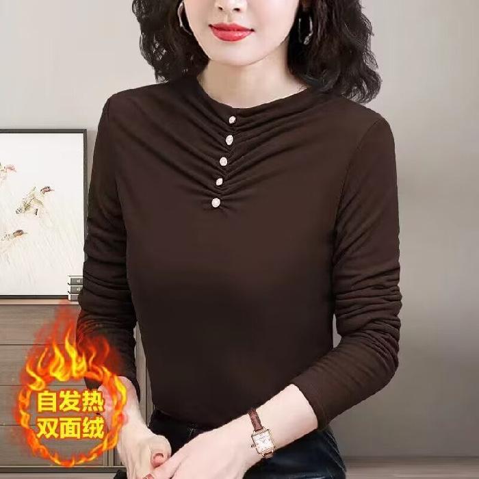 

Double-sided German velvet bottoming shirt for women s velvet with loose Korean version of foreign style autumn and winter thickened autumn clothes M кавовий