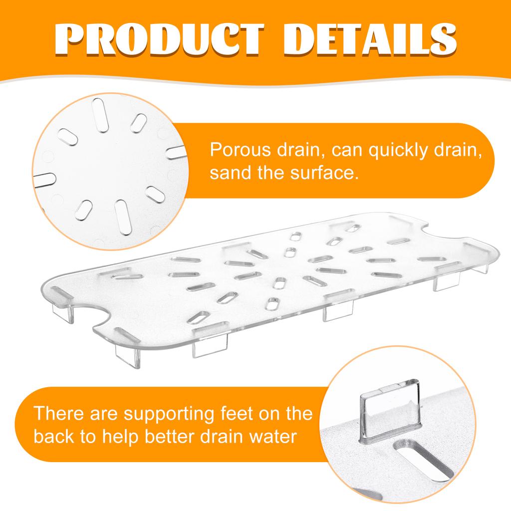 24 Pcs Plastic Drain Shelf For 1/3 1/6 Size Food Pan Clear Plastic Grate Acrylic Food Drain Trays Plastic Drain Pan Clear Drain