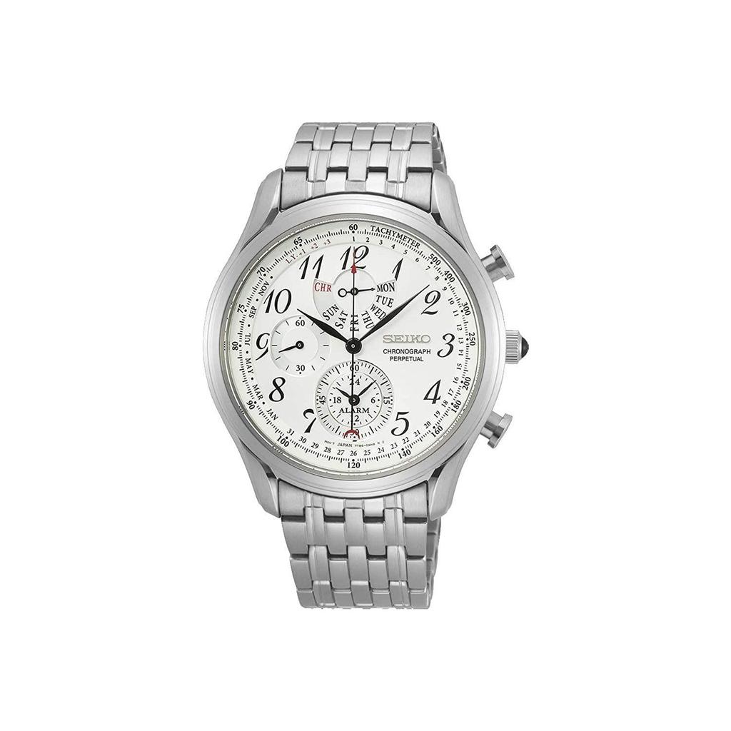 Seiko SPC251P1 Chronograph Perpetual White Analog Business Quartz Ships Internationally Men's Watch,
