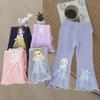 New Style Cartoon Bell Bottom Leggings for Girls - Elastic Long Pants for Spring & Autumn